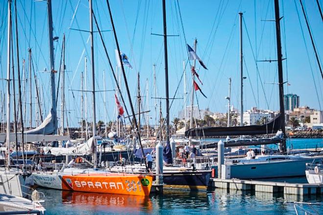 RORC Transatlantic Race yachts, including the Canadian Challenger docked at Marina Lanzarote ©  James Mitchell / RORC